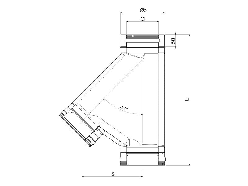 RACCORDO A TEE 135° (con fascette di bloccaggio)